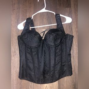 Gothic Style Black Corset Top with Ribbon Laces